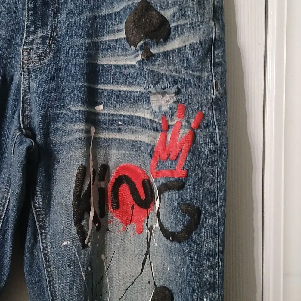 Rue21 Men's Graphic  Skinny Supreme Flex Black Jeans 32/32